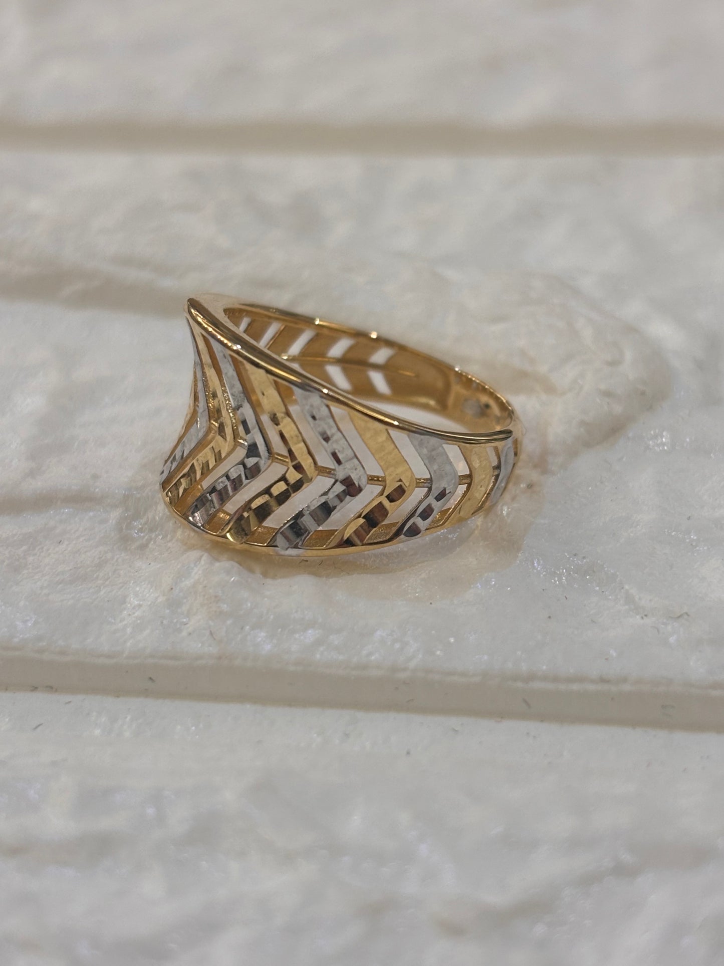 Anello Oro Giallo e Bianco 18 Carati
