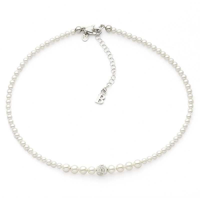 Girocollo in argento con perle e strass GR501