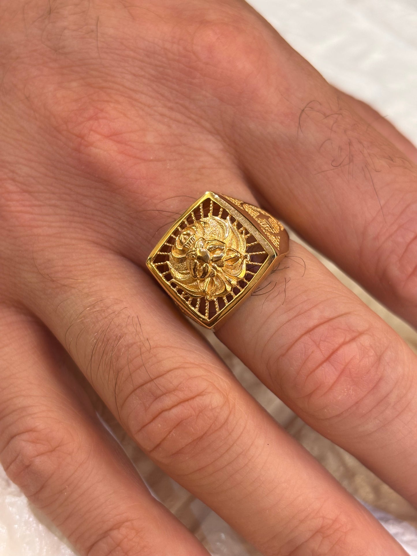 Anello Uomo Leone Oro Giallo 18 Carati