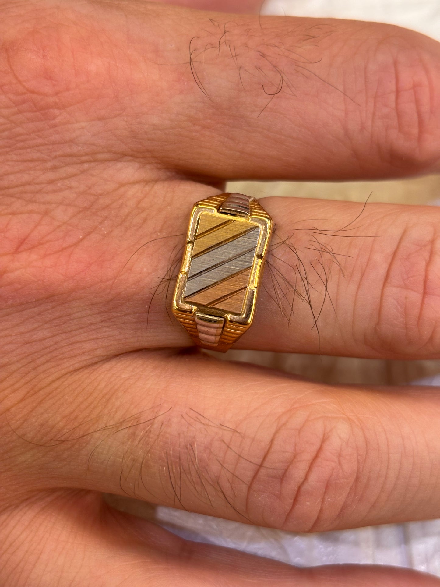 Anello Uomo tre colori Oro 18 Carati