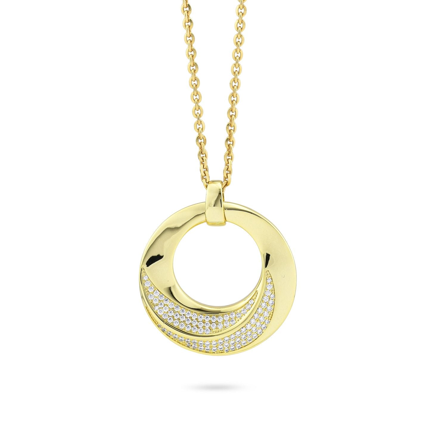 Collana con pendente circolare con superficie in zirconi KGR042D KGR042