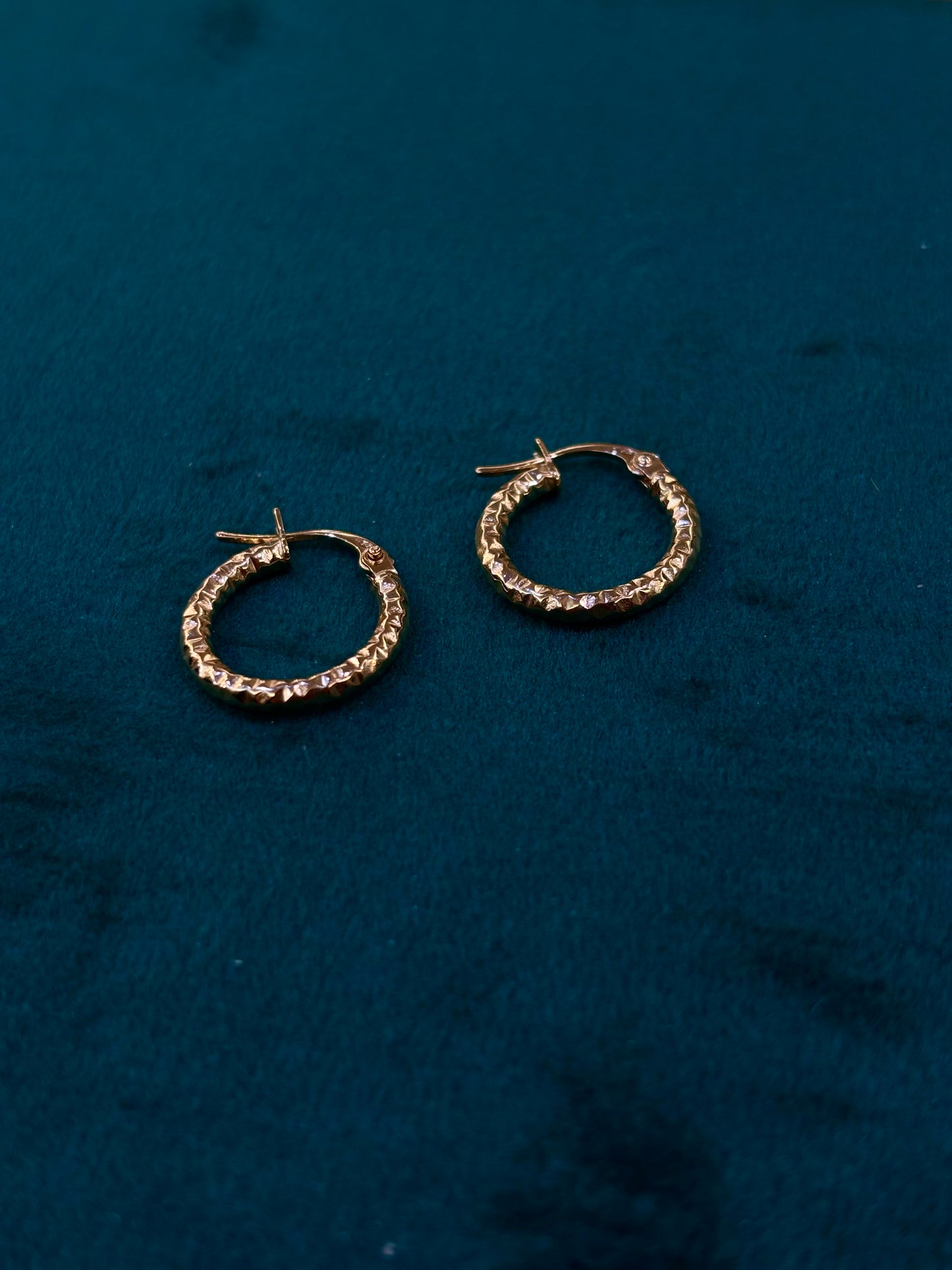 Orecchino Cerchio Diamantato Oro Giallo 18 Carati 1 cm