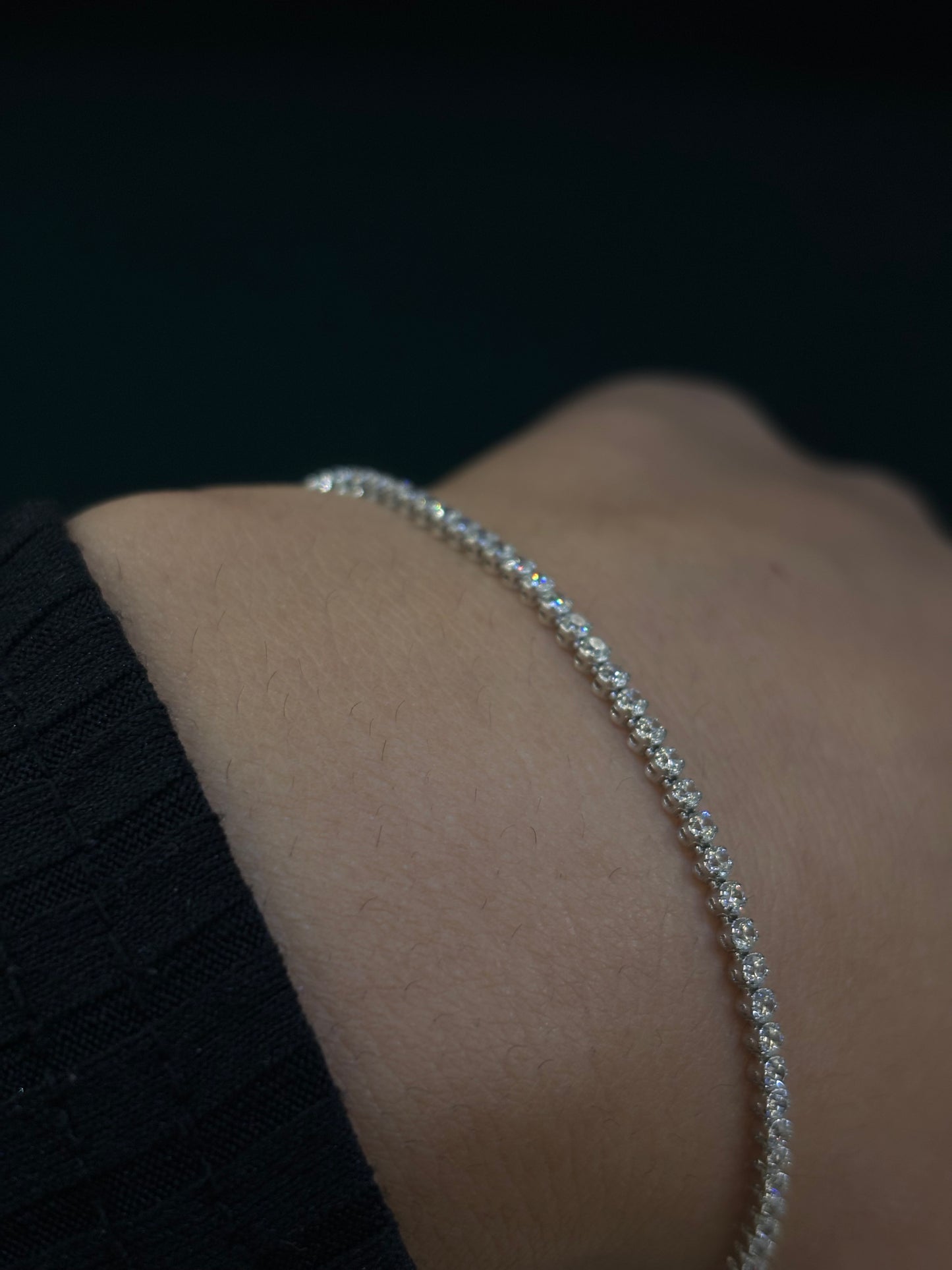 Bracciale Tennis Oro Bianco 18 Carati 2mm