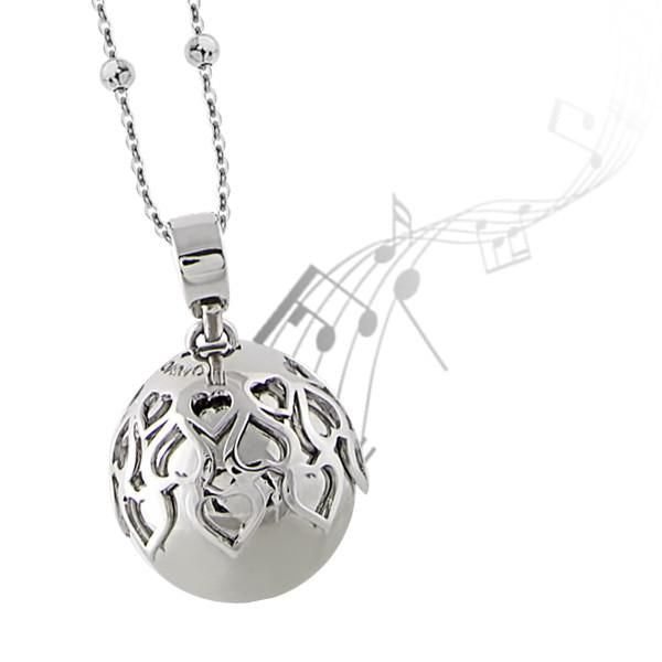 Collana Chiama Angeli con ciondolo sonoro e cuori traforati TRGR01