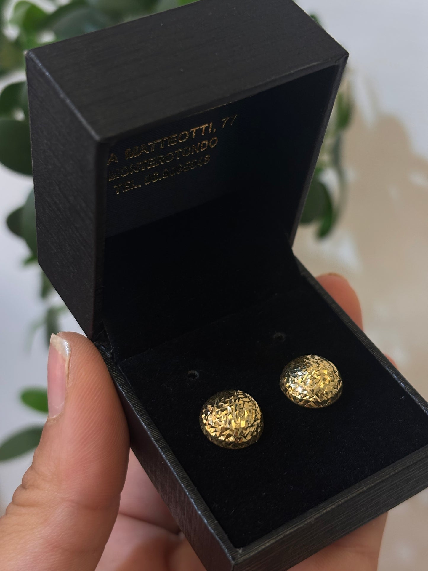 Orecchini Mezza Pallina Diamantata Oro Giallo 18 Carati