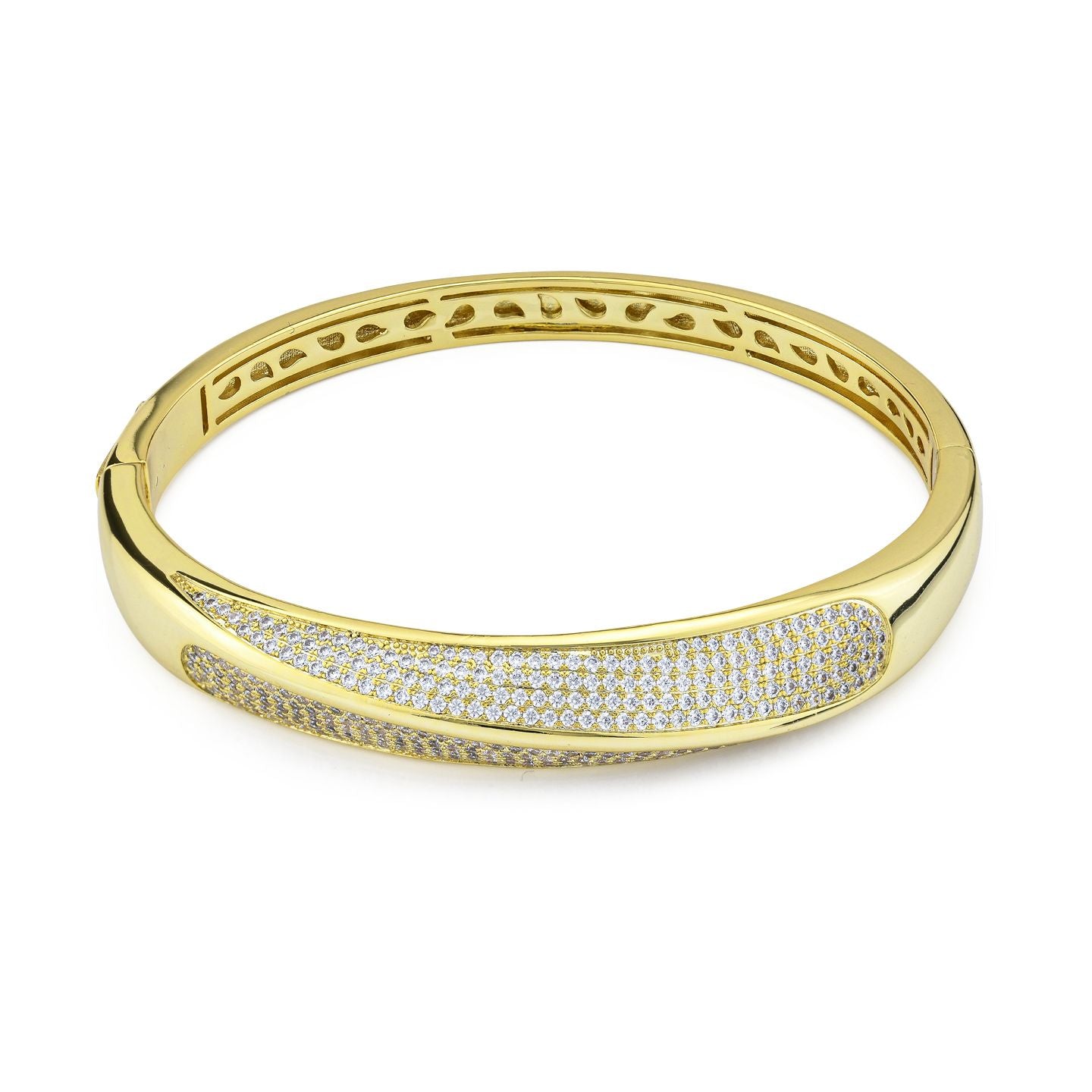 Bracciale placcato oro giallo con superficie zirconata KBR030D