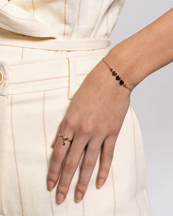RUE DES MILLE Bracciale 3 cuori e punto luce collezione ESSENCE BRZ-M2CUOAU