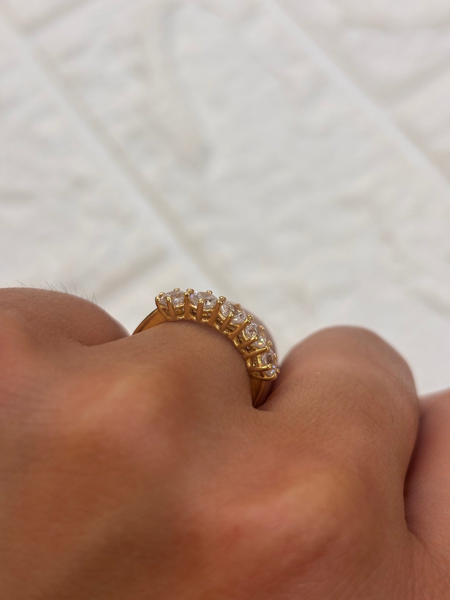 Anello Veretta 5 Pietre Oro giallo 18 Carati