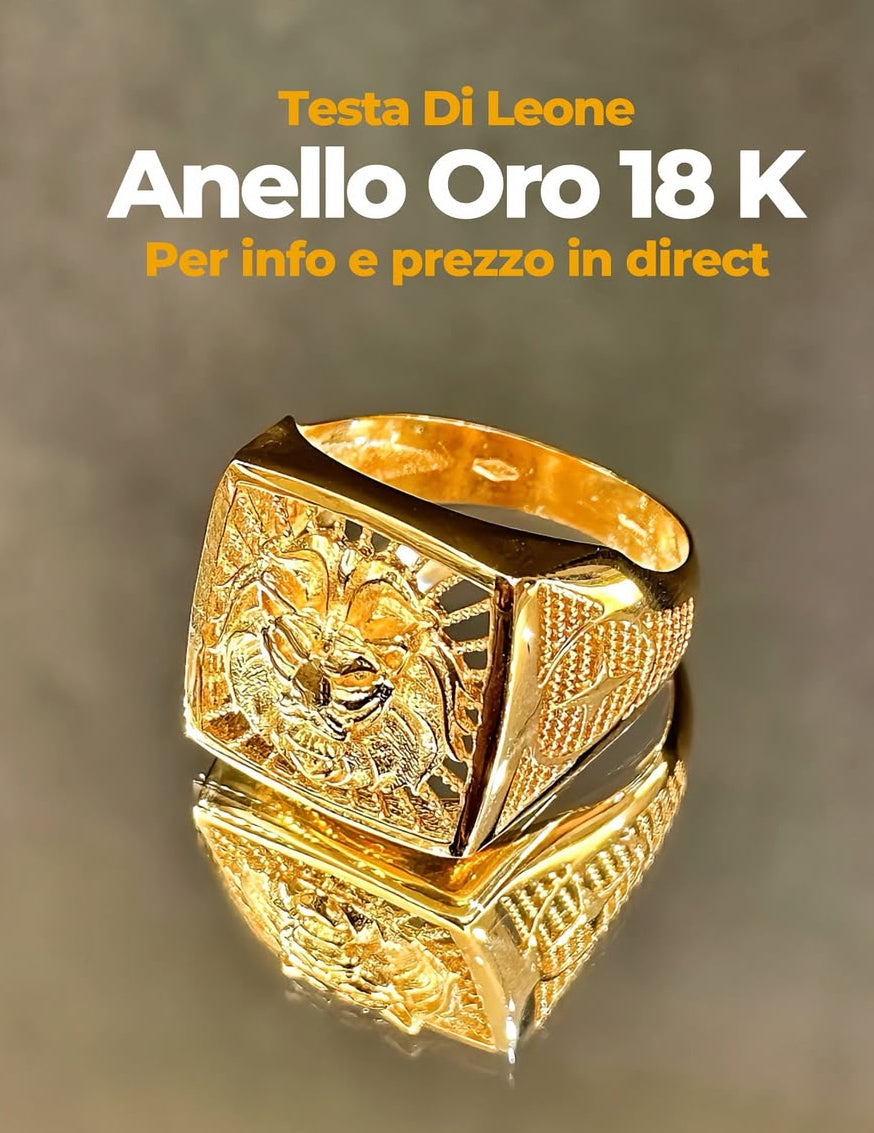 Anello Uomo Leone Oro Giallo 18 Carati