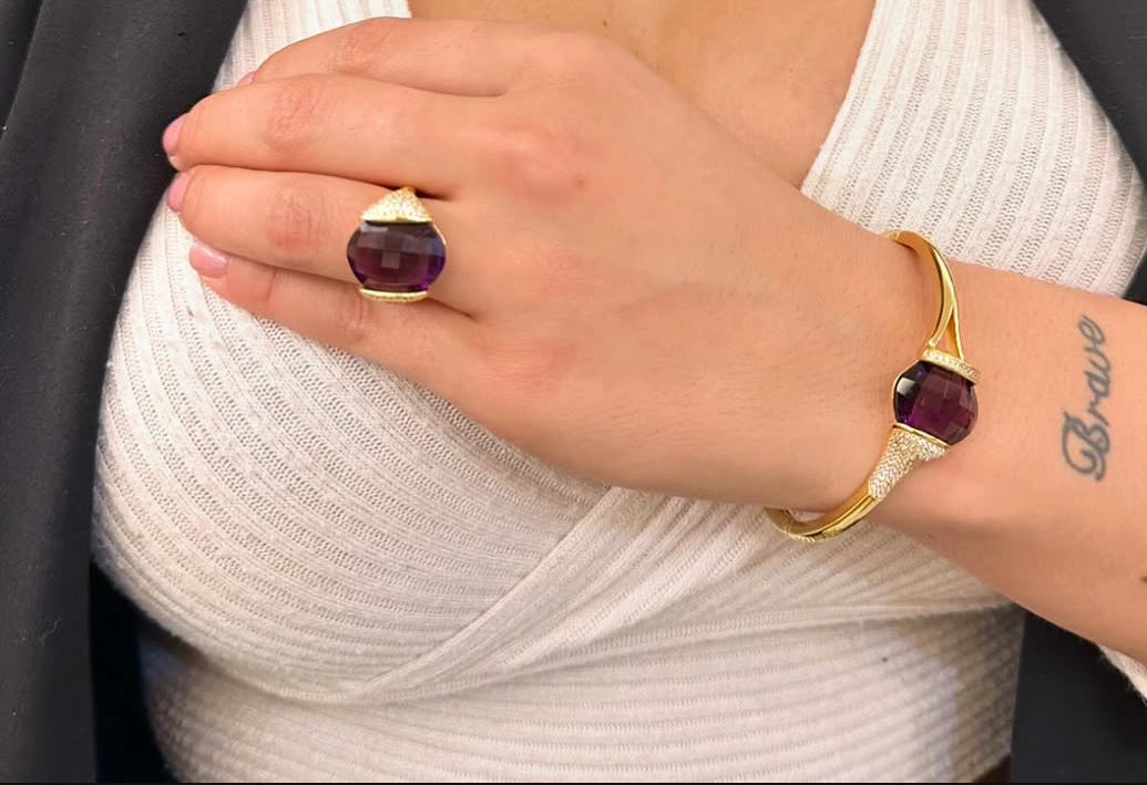 Anello Placcato Oro Giallo con Cristallo BAN073DV