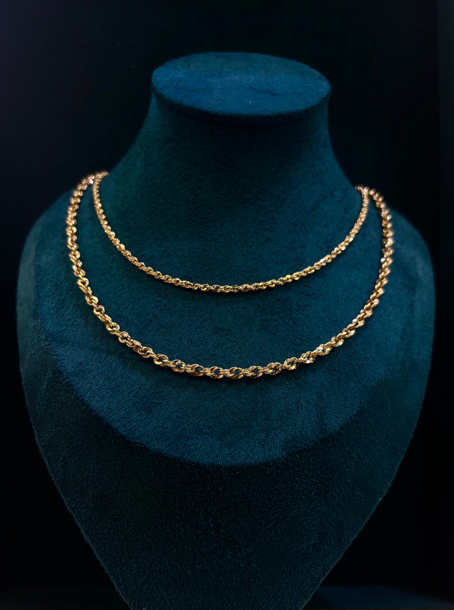 Collana Oro 18 Carati Corda Diamantata