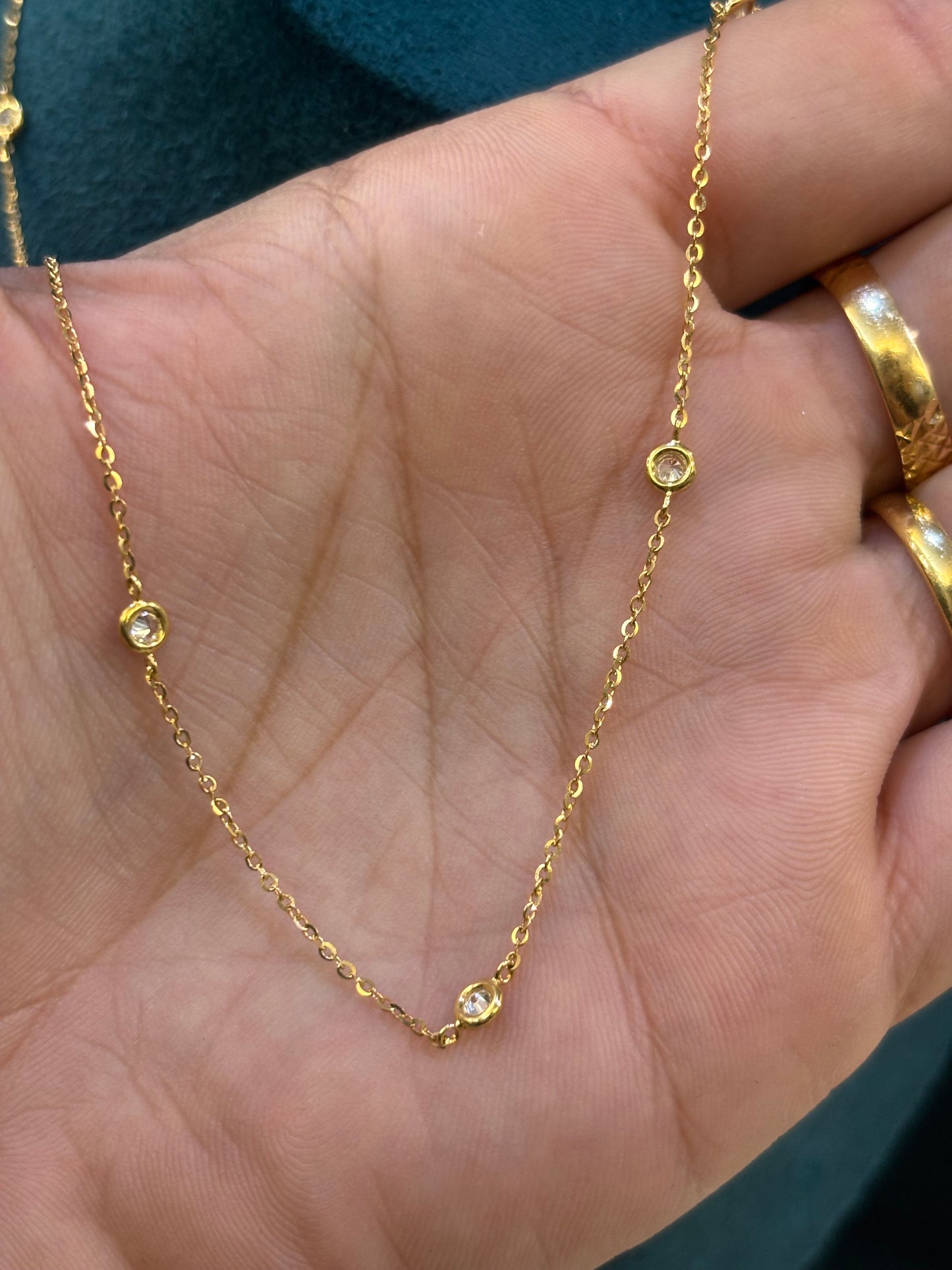 Collana Con Punti Luce Oro Giallo 18 Carati