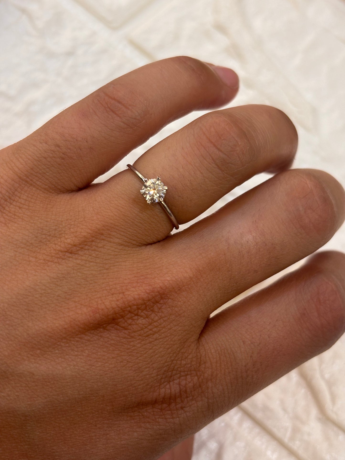 Anello Solitario Oro Bianco 18 Carati