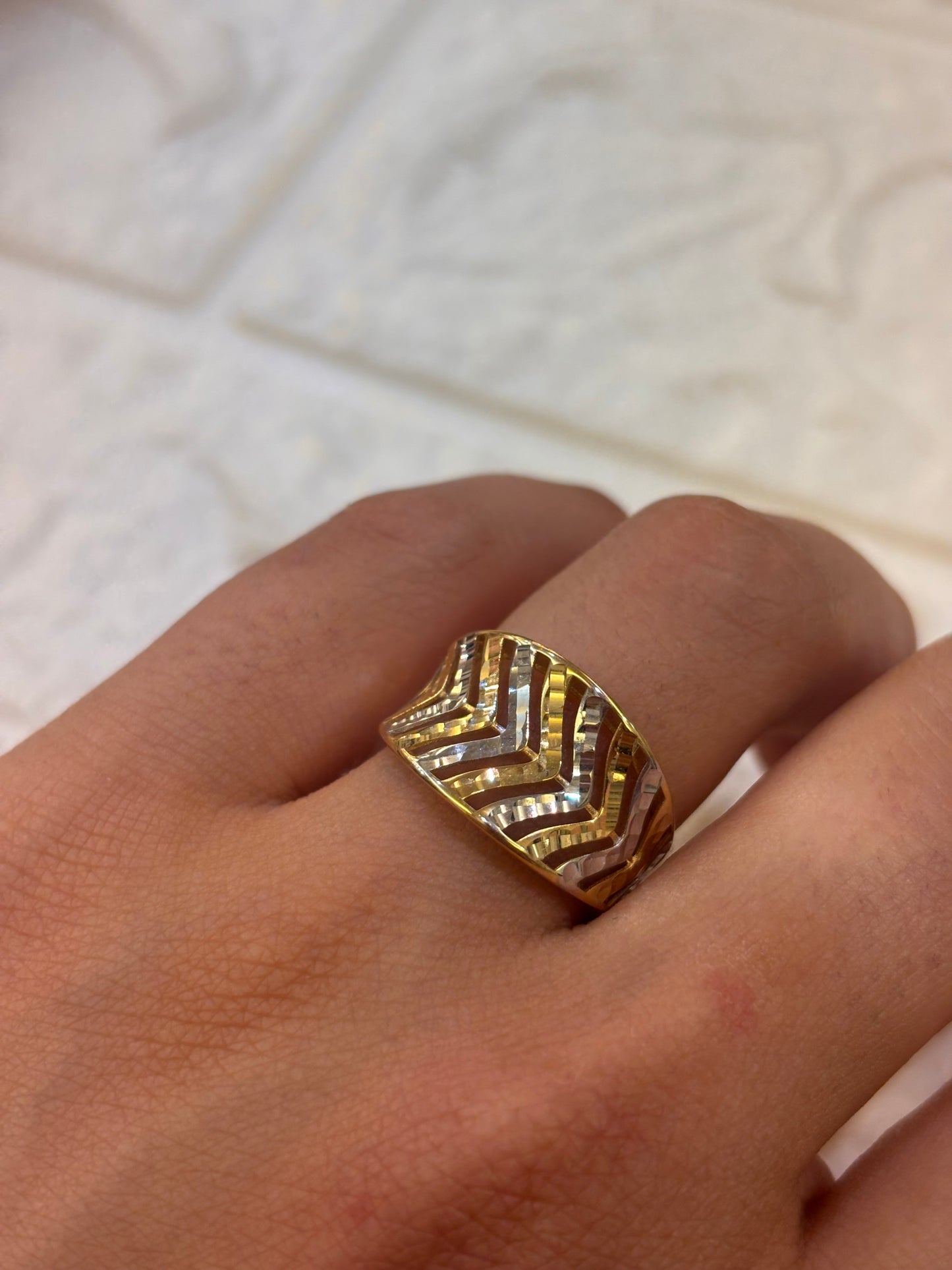 Anello Oro Giallo e Bianco 18 Carati