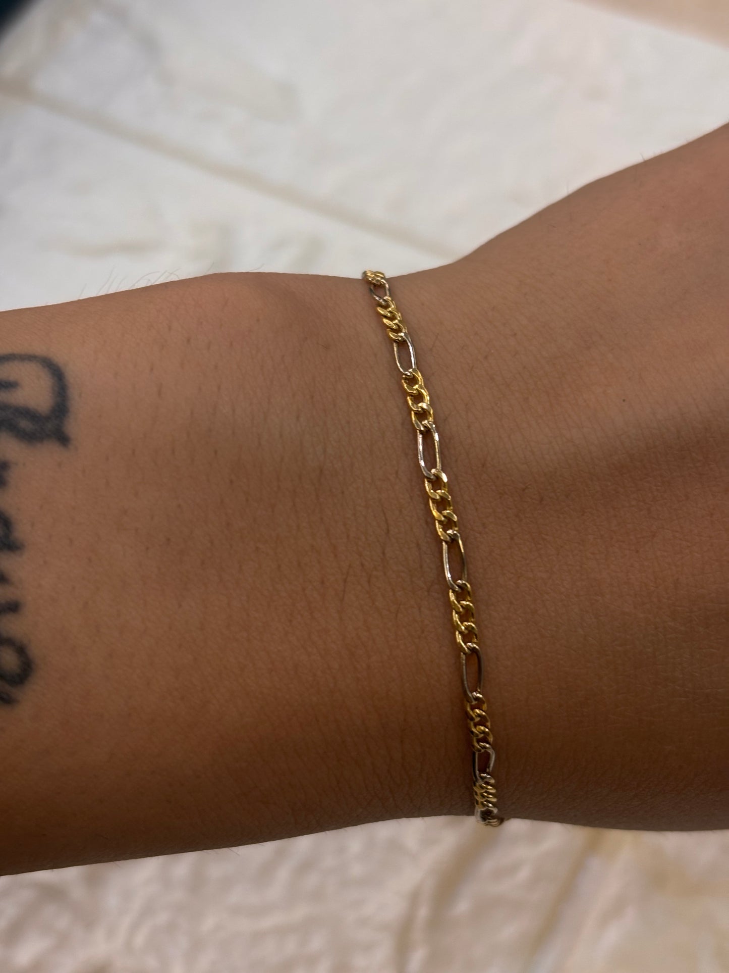 Bracciale Uomo tre più uno Oro bianco e Giallo 18 Carati