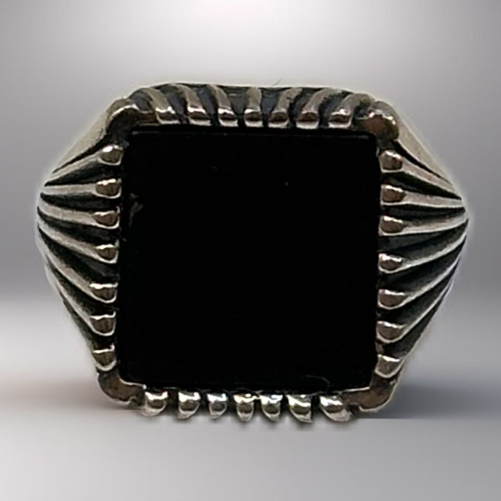 Anello Uomo onice quadrato