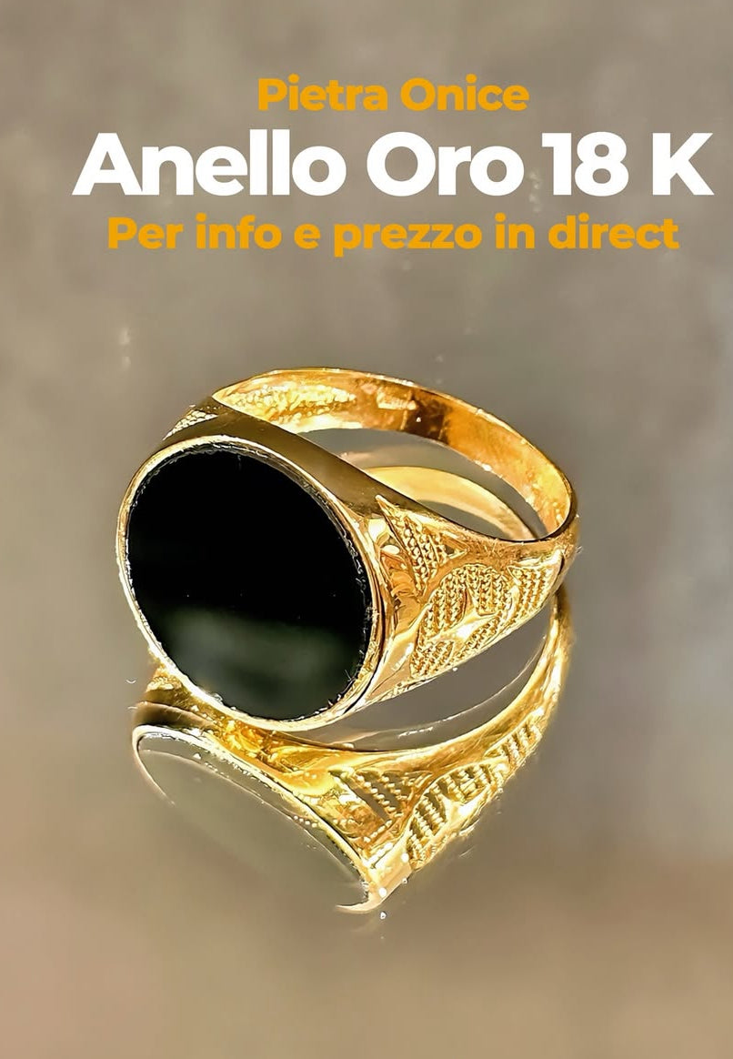Anello Uomo con Onice Oro Giallo 18 Carati