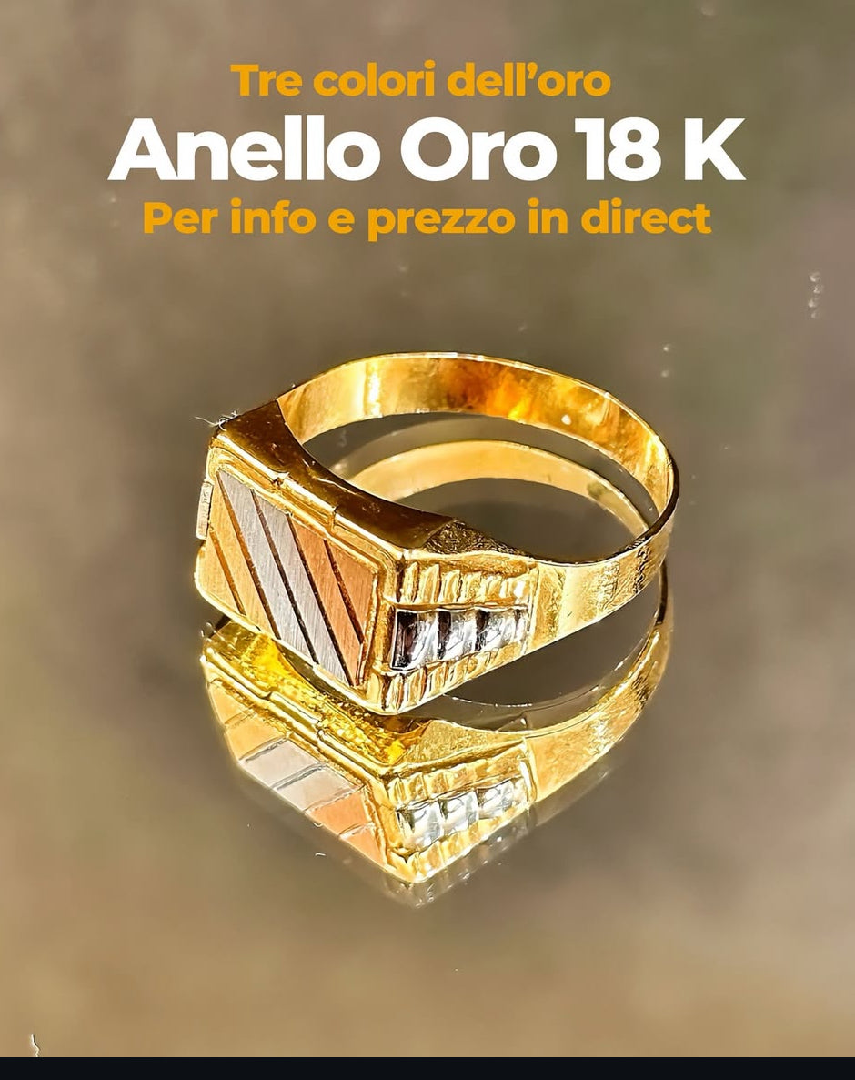 Anello Uomo tre colori Oro 18 Carati