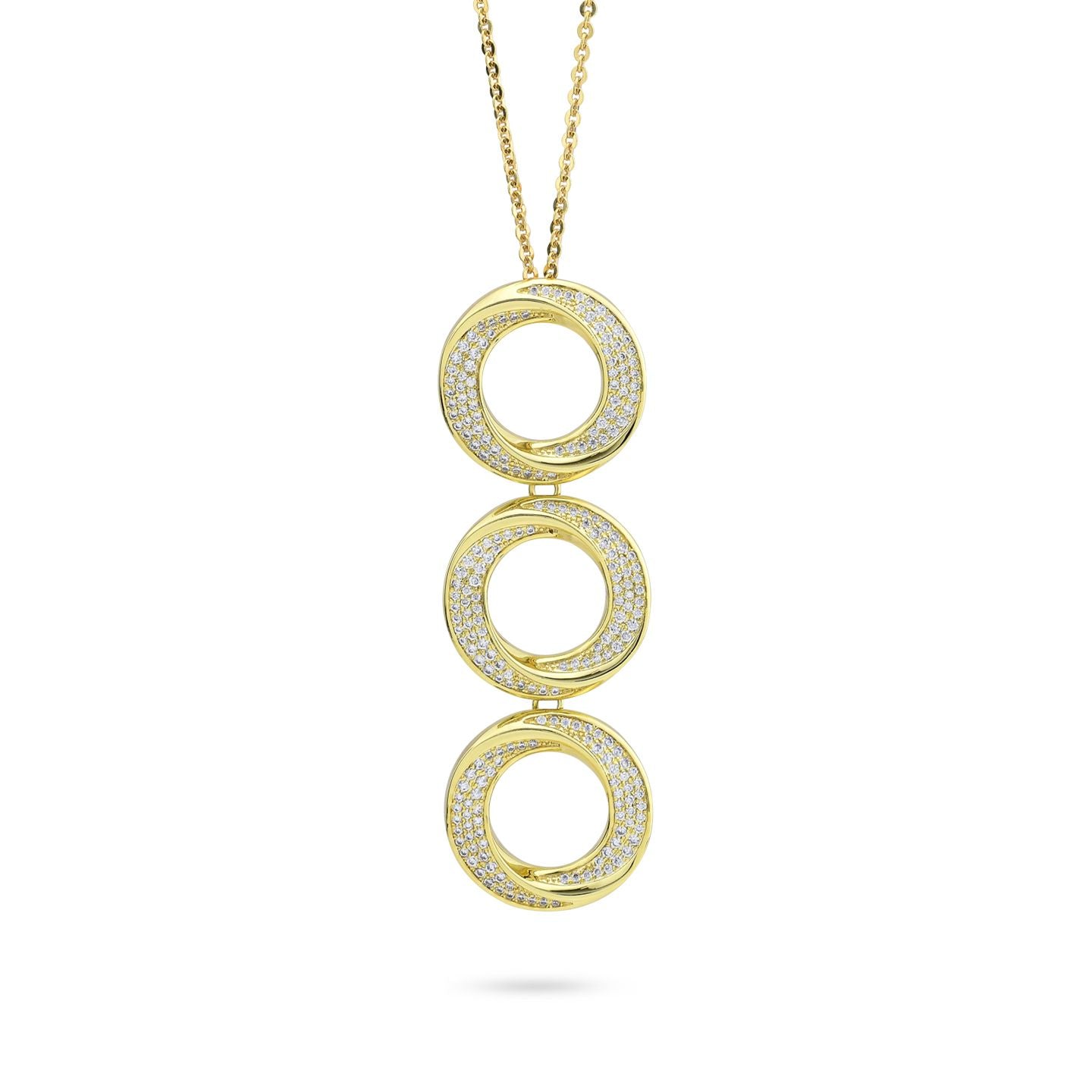 Collana placcata oro giallo con moduli circolari in fila KGR045D
