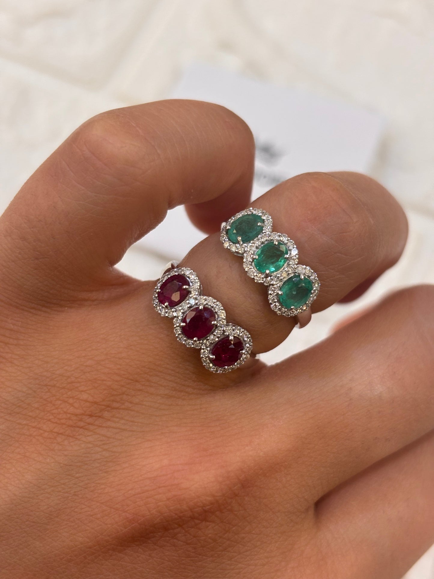 ANELLO TRILOGY MODENA GIOIELLI RUBINO SMERLADO E DIAMANTI