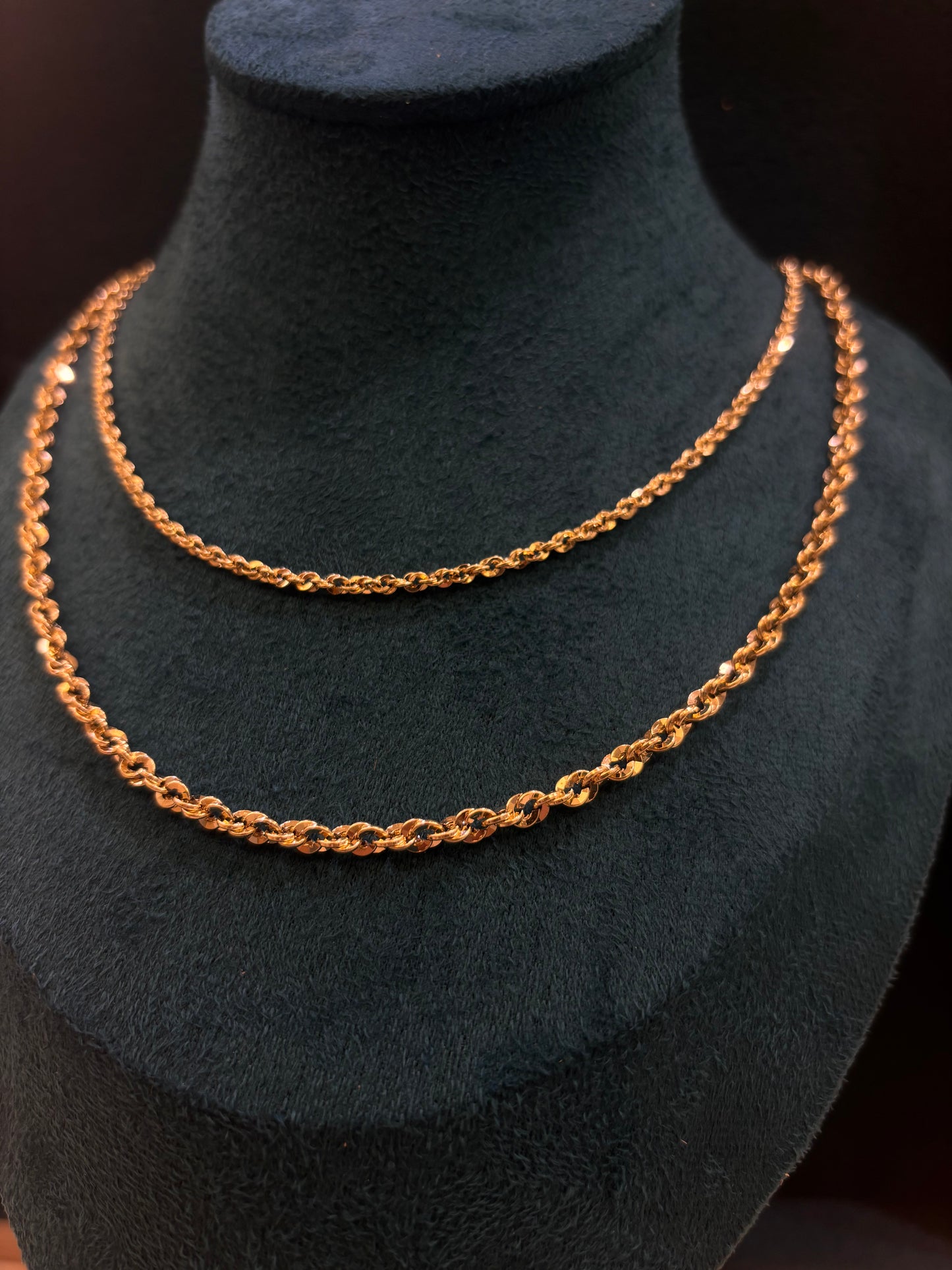 Collana Oro 18 Carati Corda Diamantata