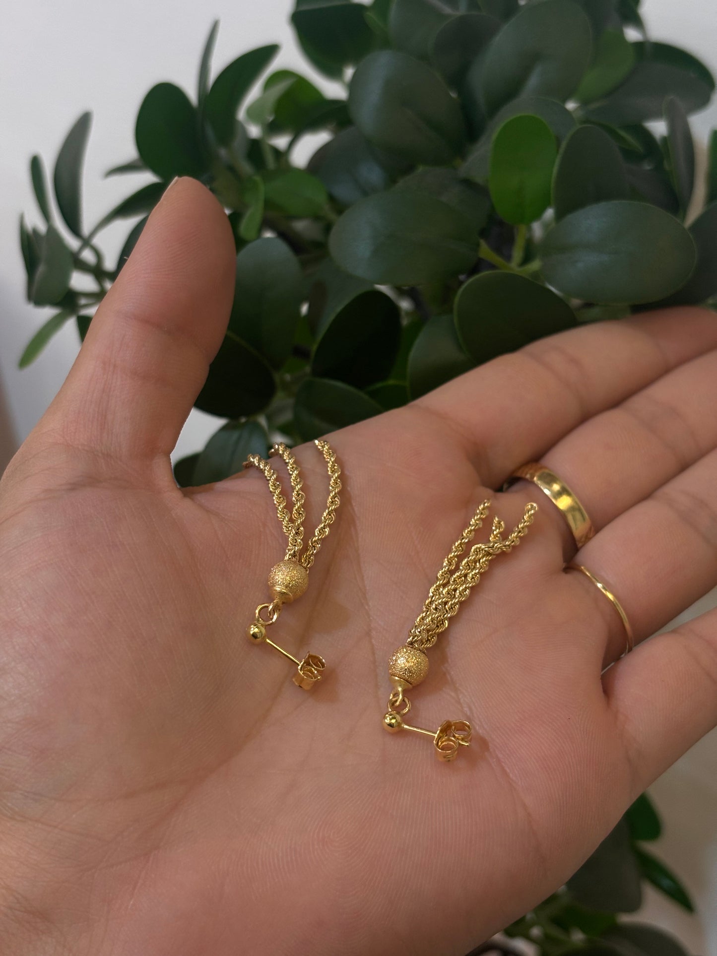 Orecchini Pendenti a Corda Oro Giallo 18 Carati