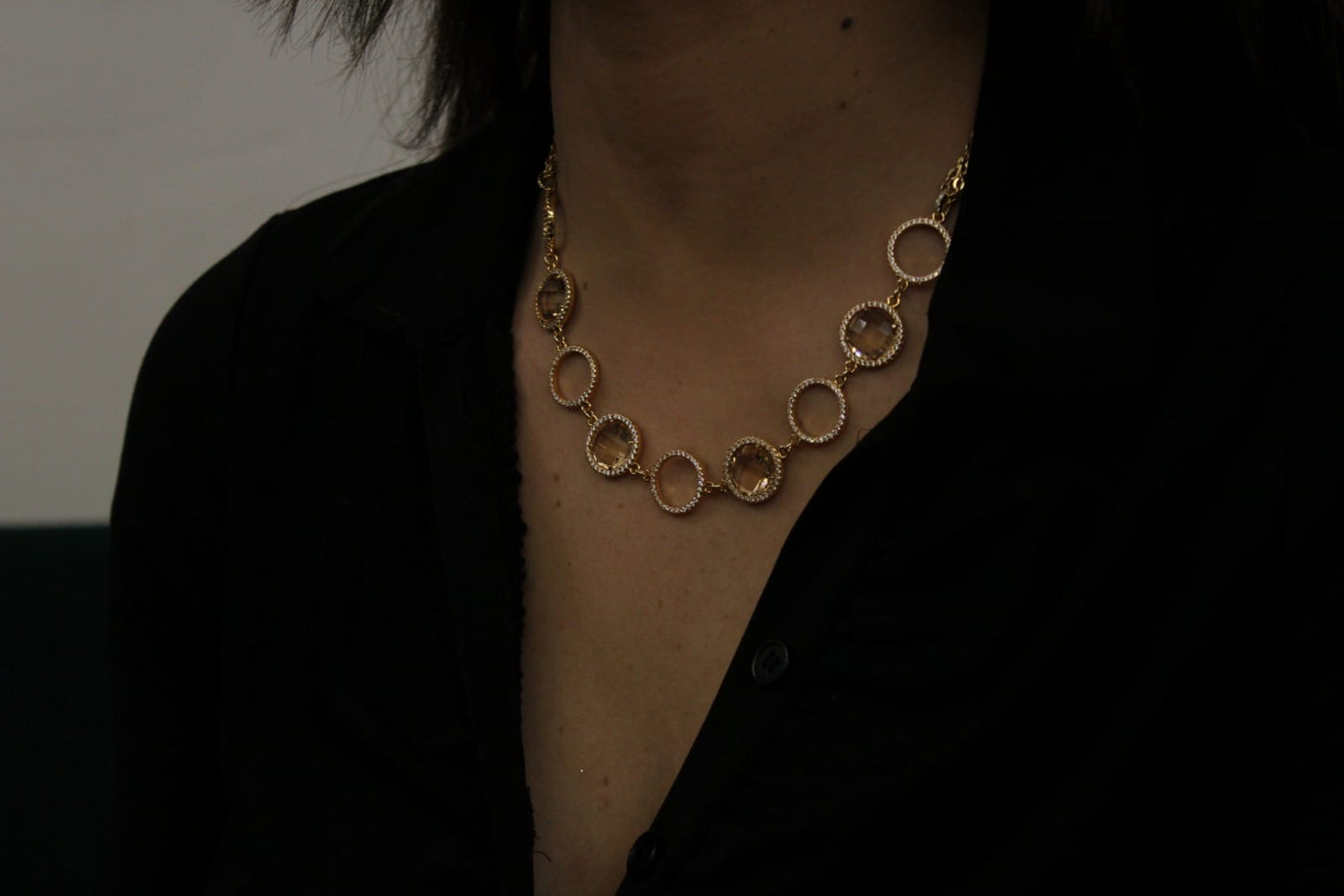 Collana total gold con cristalli champagne e zirconi XGR263DC
