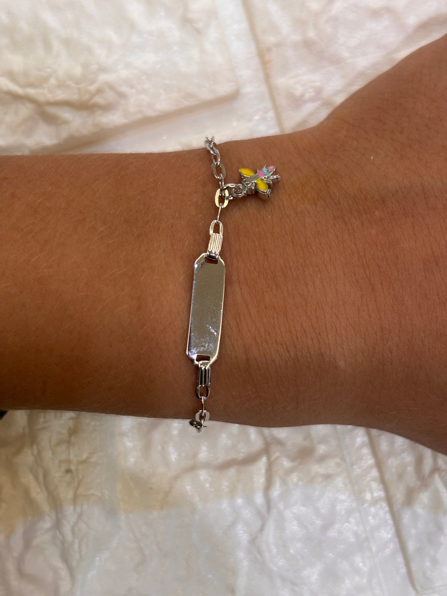 Bracciale Bimba ape e fiocco argento
