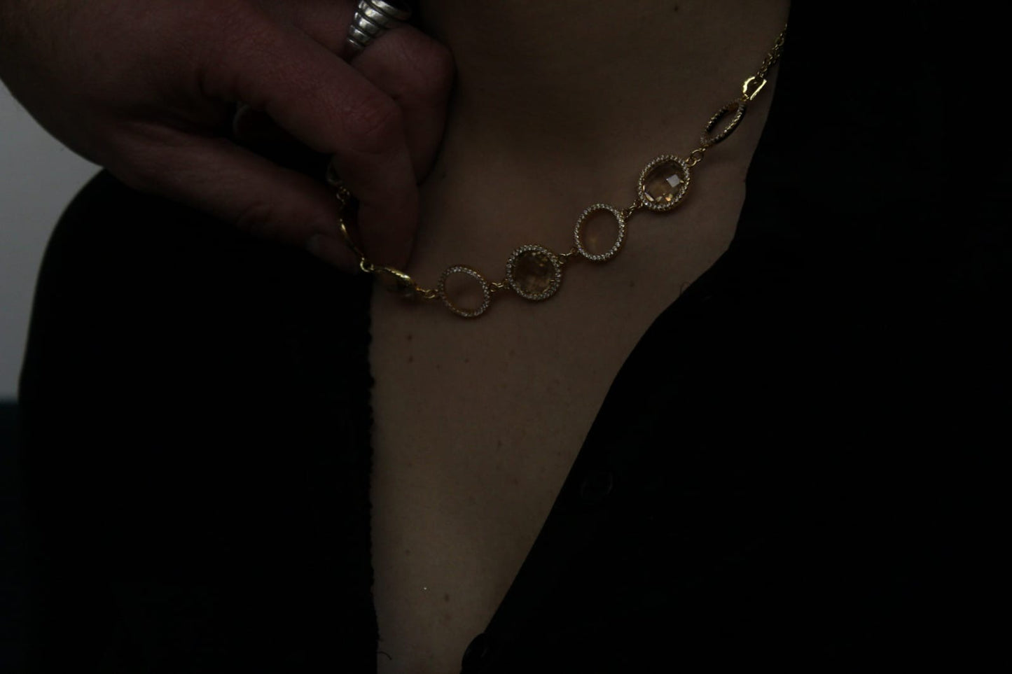 Collana total gold con cristalli champagne e zirconi XGR263DC