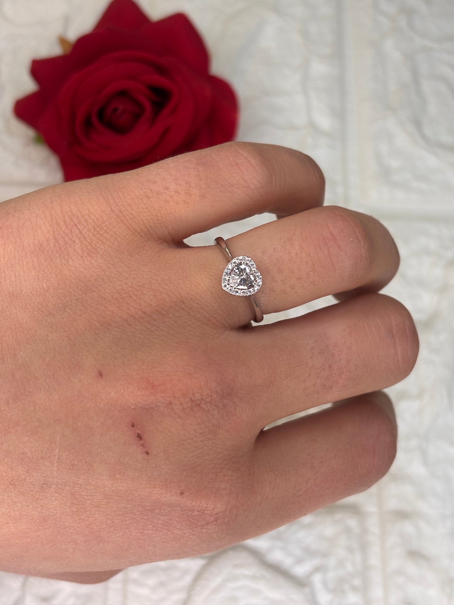 Anello Cuore Oro Bianco 18 Carati