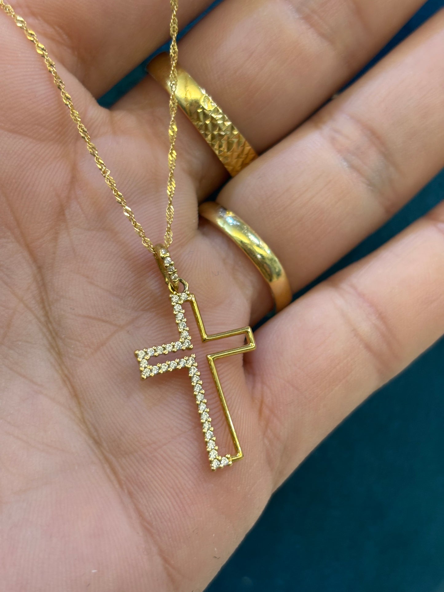 Collana Croce e zirconi Oro 18 Carati