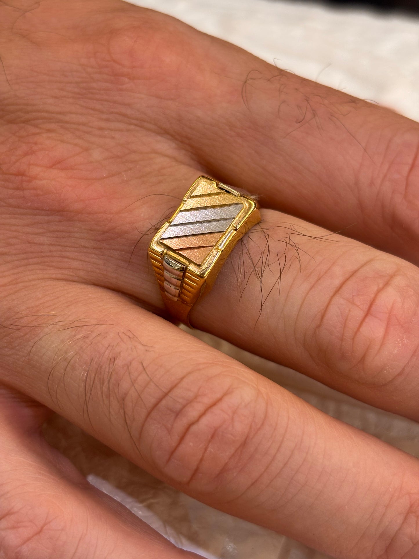 Anello Uomo tre colori Oro 18 Carati