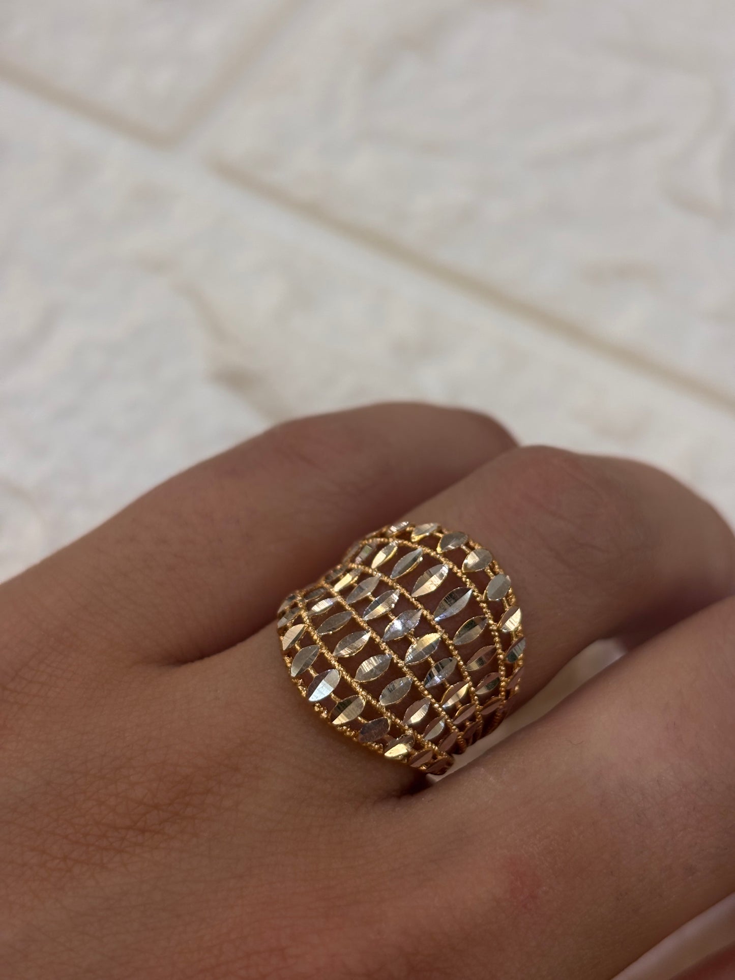 Anello Oro Filigrana Oro Giallo e Bianco 18 Carati