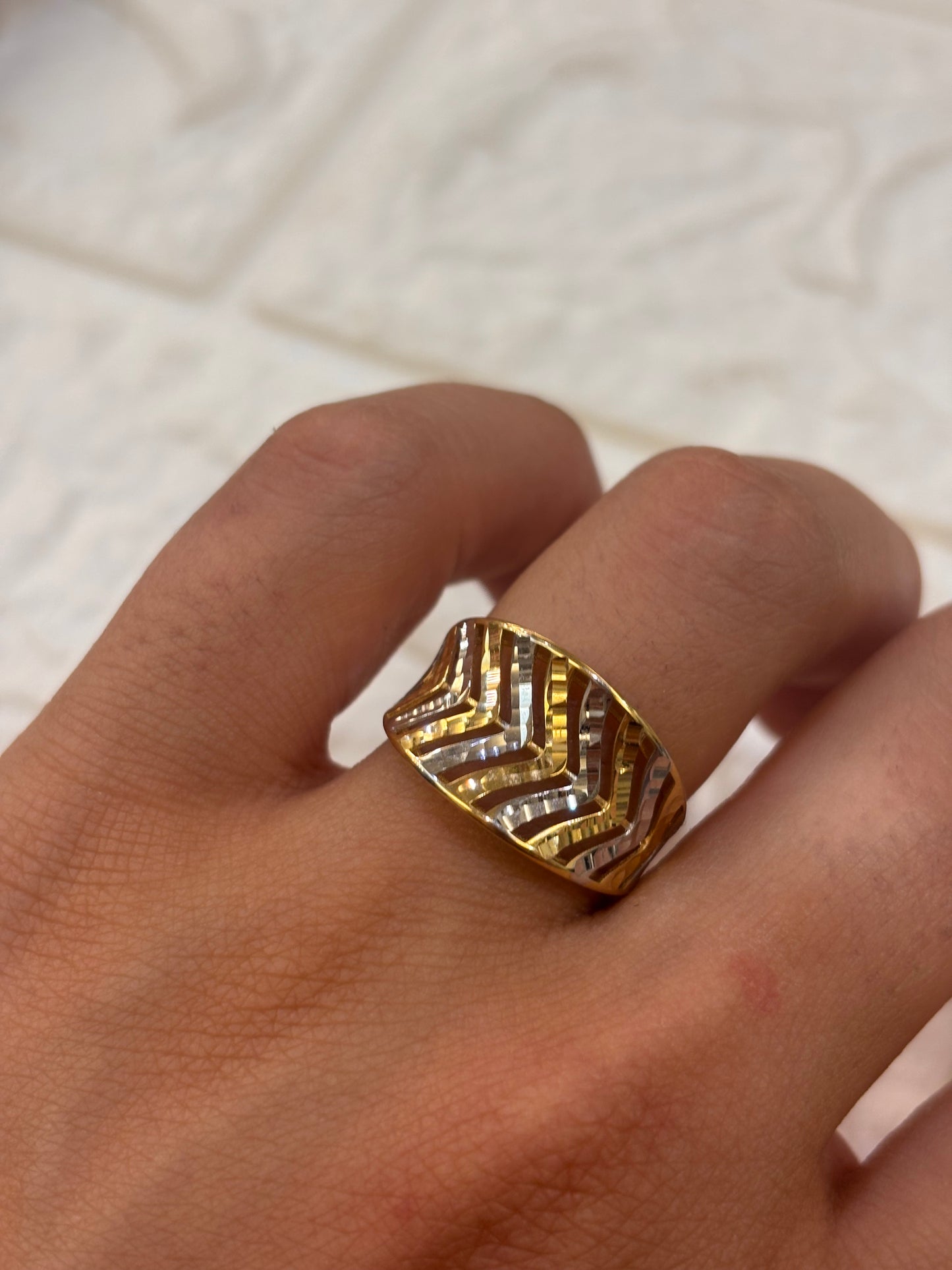 Anello Oro Giallo e Bianco 18 Carati
