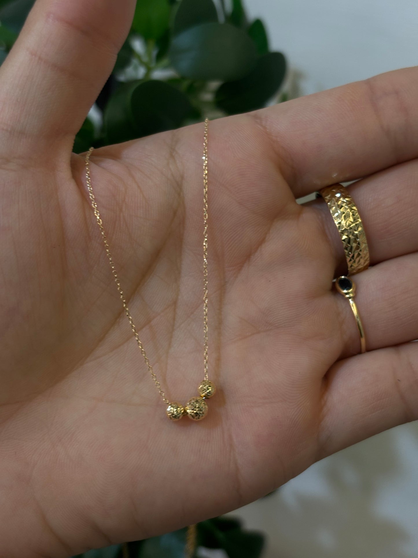 Collana Oro Giallo Oro 18 Carati con palline Diamantate
