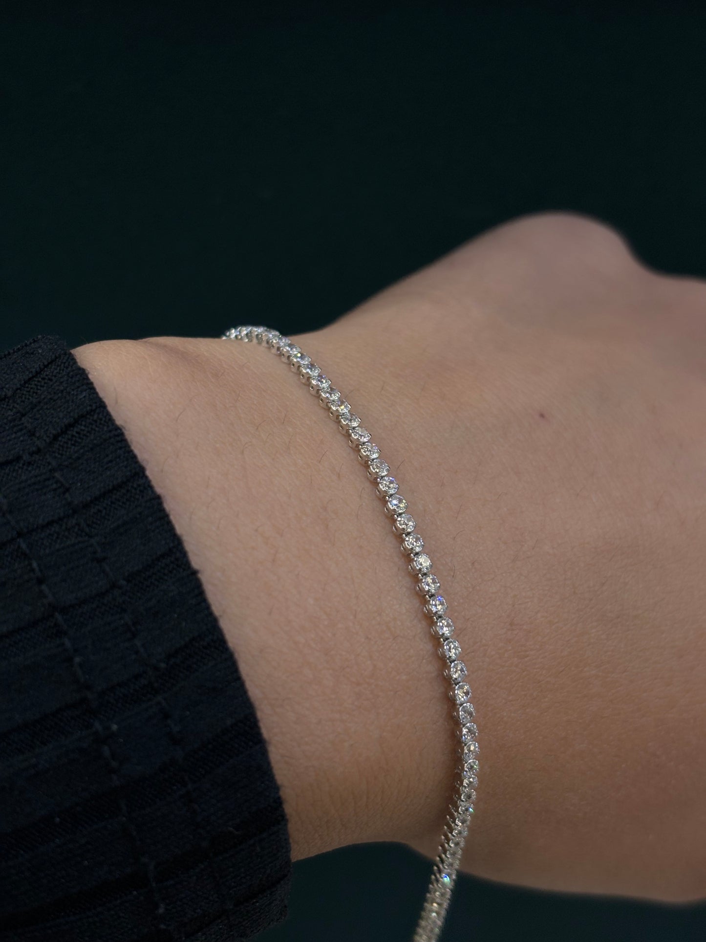 Bracciale Tennis Oro Bianco 18 Carati 2mm