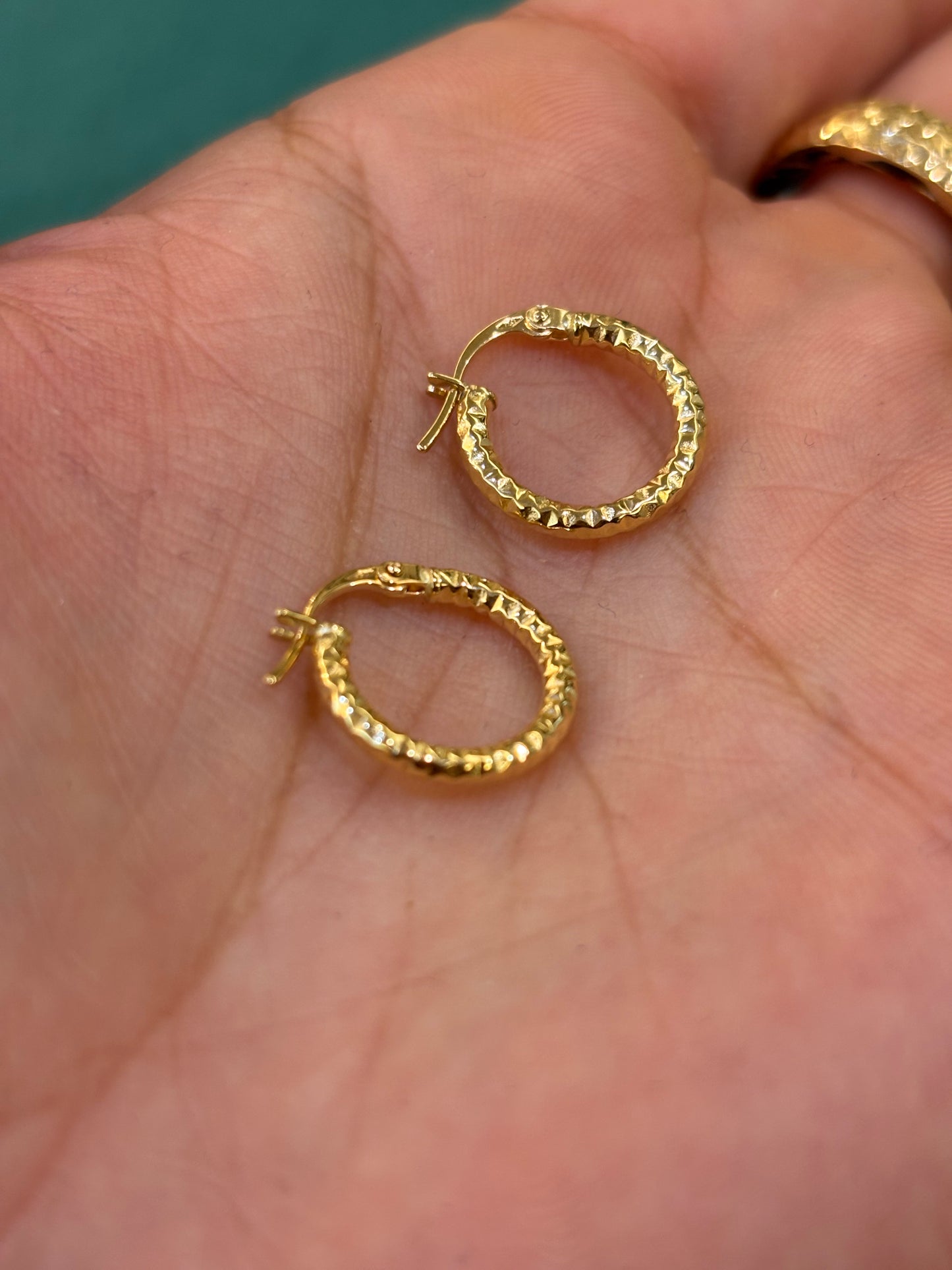 Orecchino Cerchio Diamantato Oro Giallo 18 Carati 1 cm