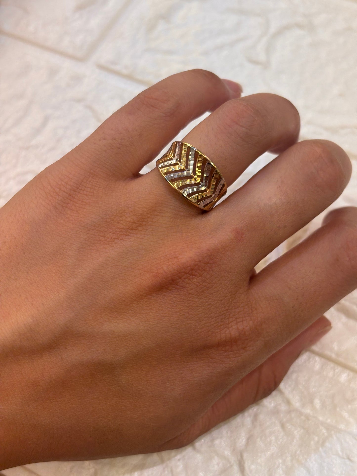 Anello Oro Giallo e Bianco 18 Carati