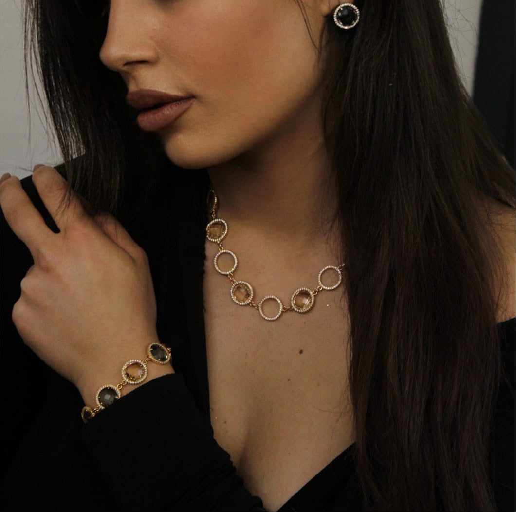 Collana total gold con cristalli champagne e zirconi XGR263DC