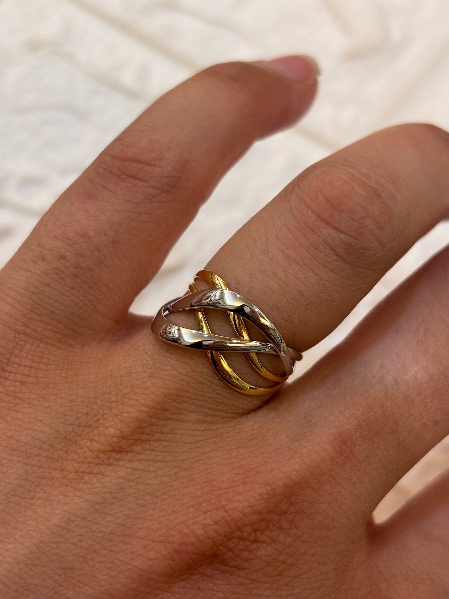 Anello Intrecciato Due colori Oro 18 Carati
