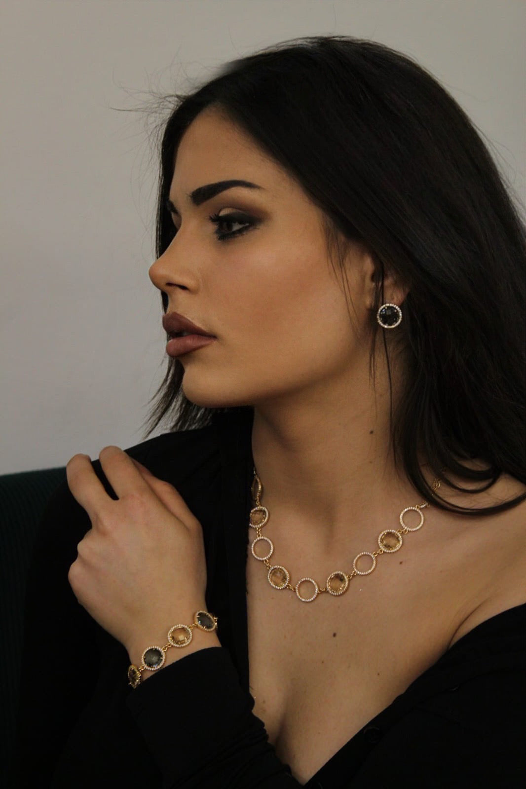 Collana total gold con cristalli champagne e zirconi XGR263DC