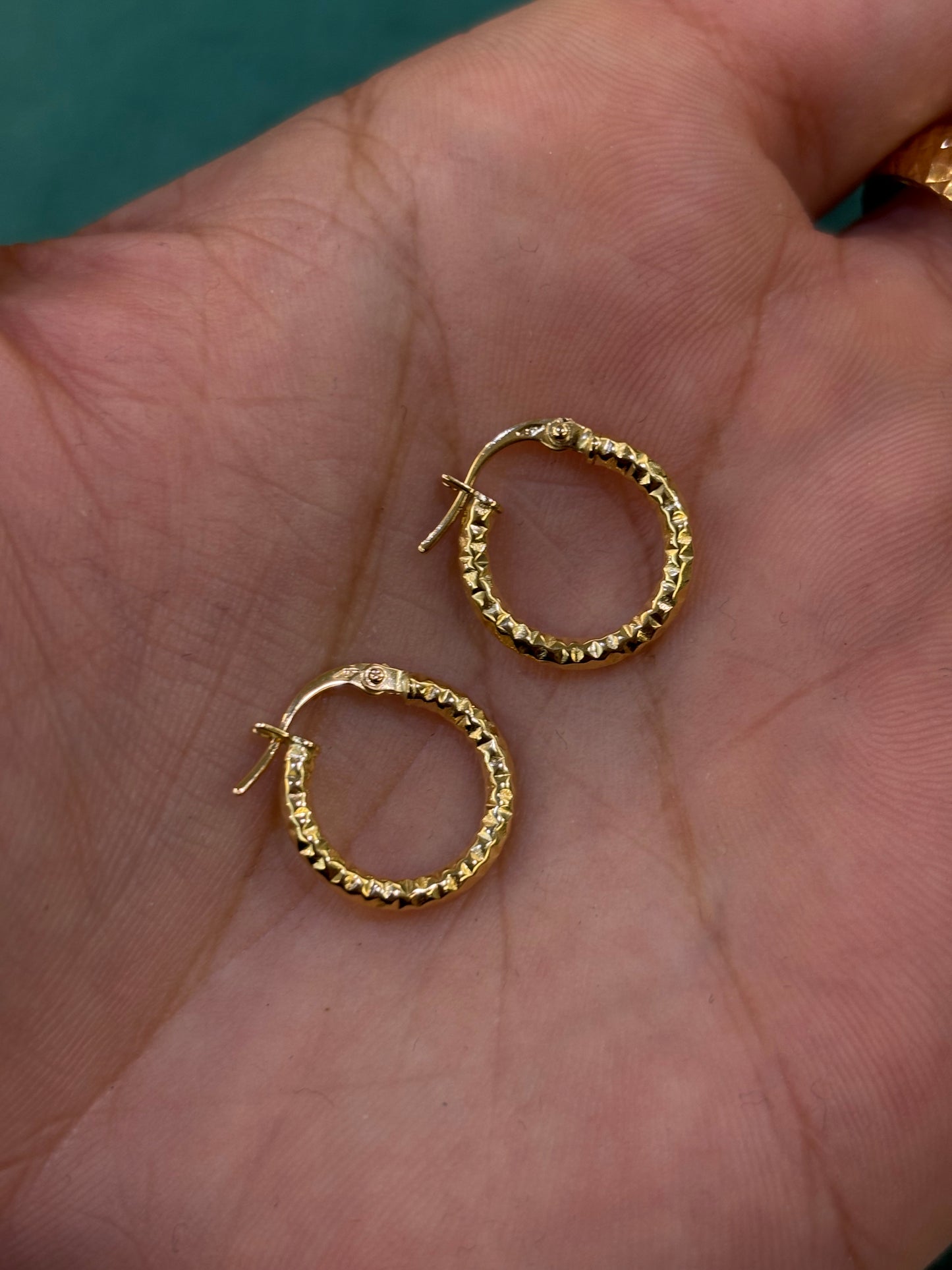 Orecchino Cerchio Diamantato Oro Giallo 18 Carati 1 cm