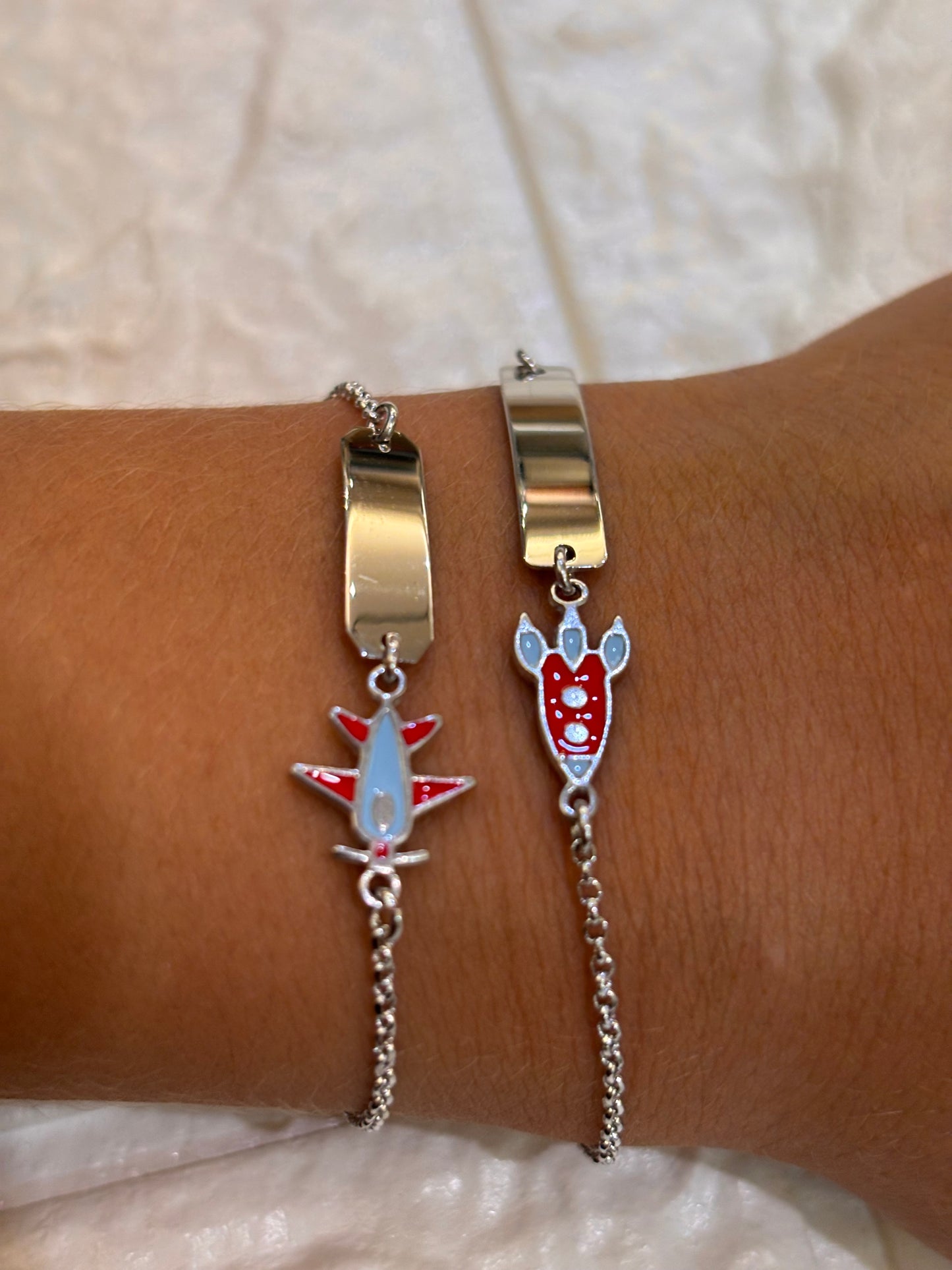 Bracciali Bimbo Argento razzo e aereo