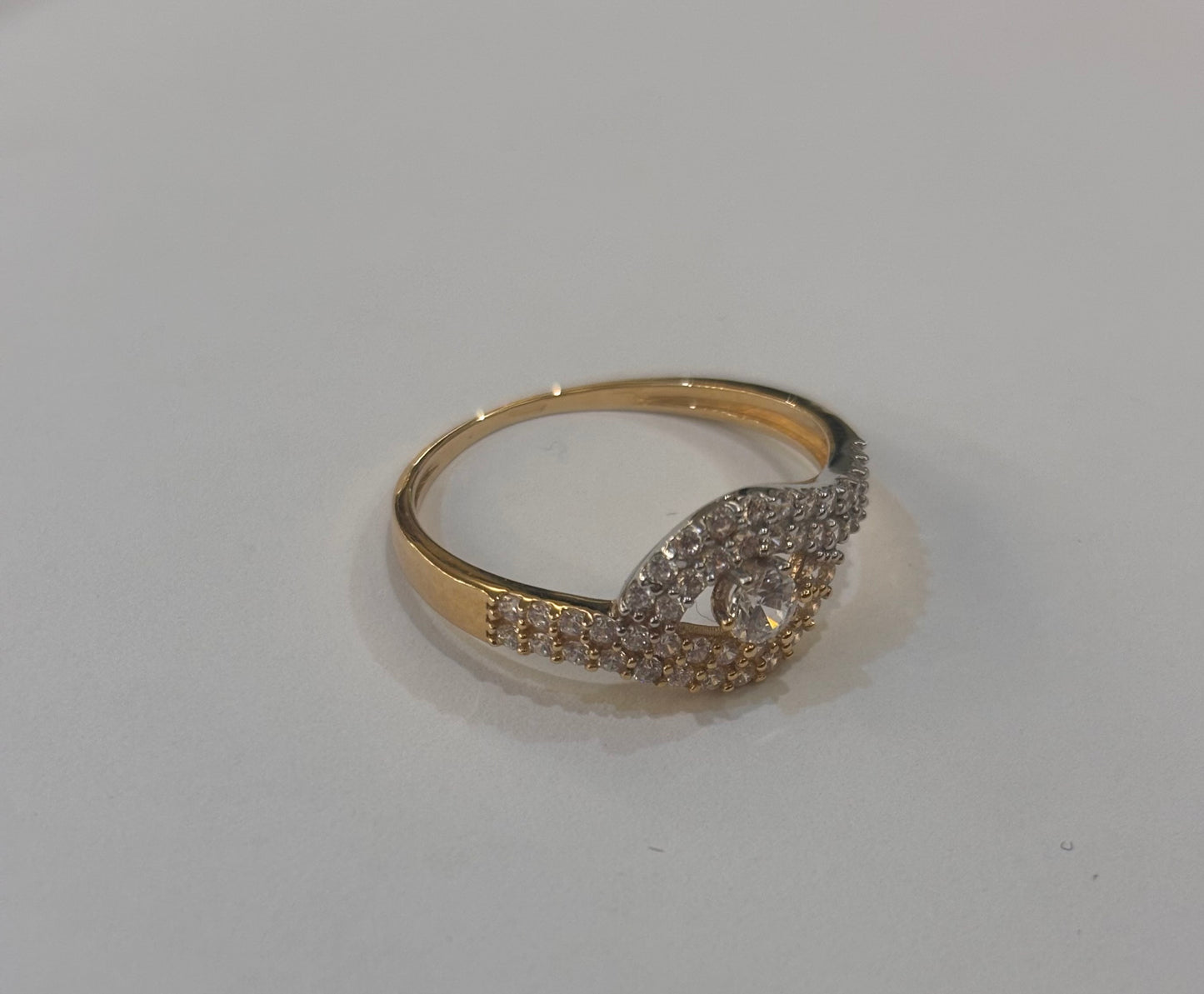 Anello Fascia Intrecciata Zirconi Oro Giallo 18 Carati