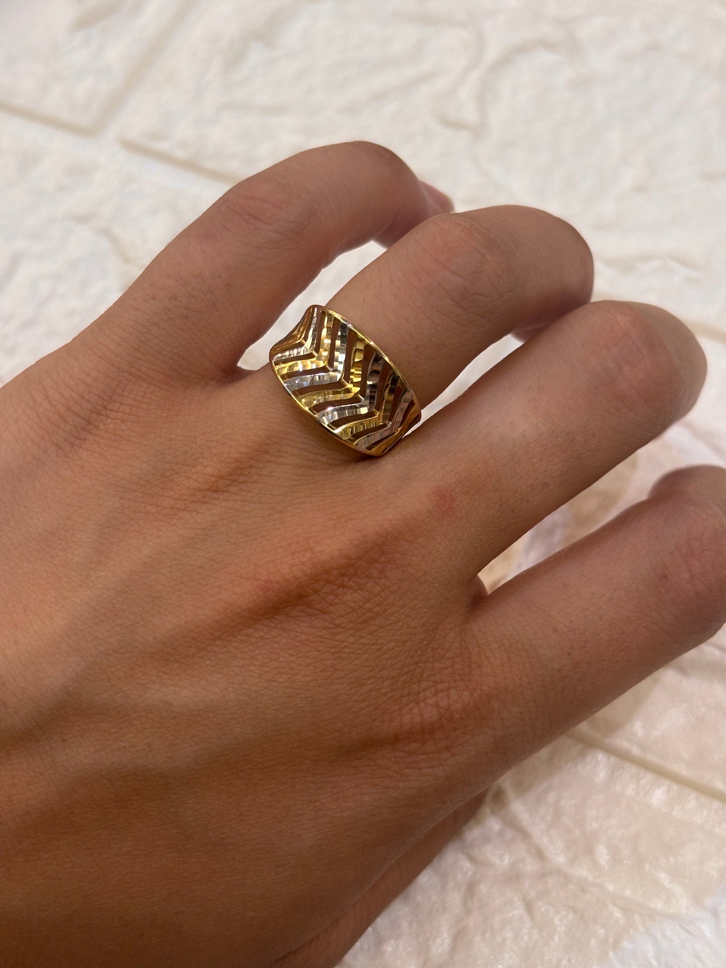 Anello Oro Giallo e Bianco 18 Carati