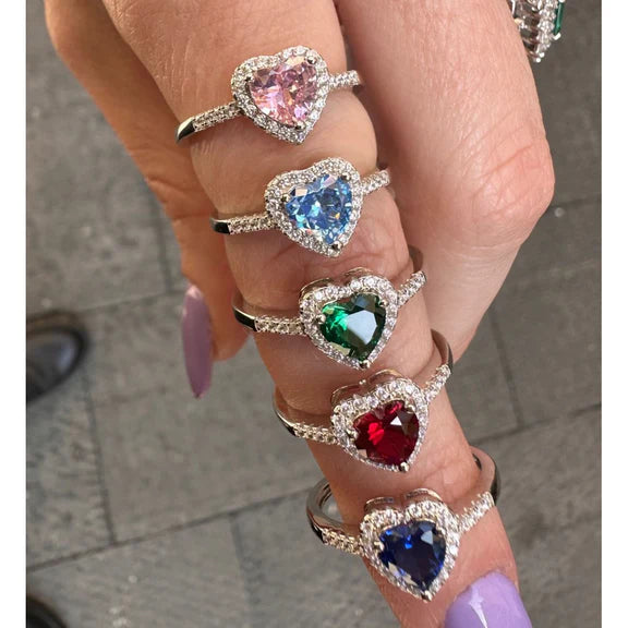 Anello cuore colorato