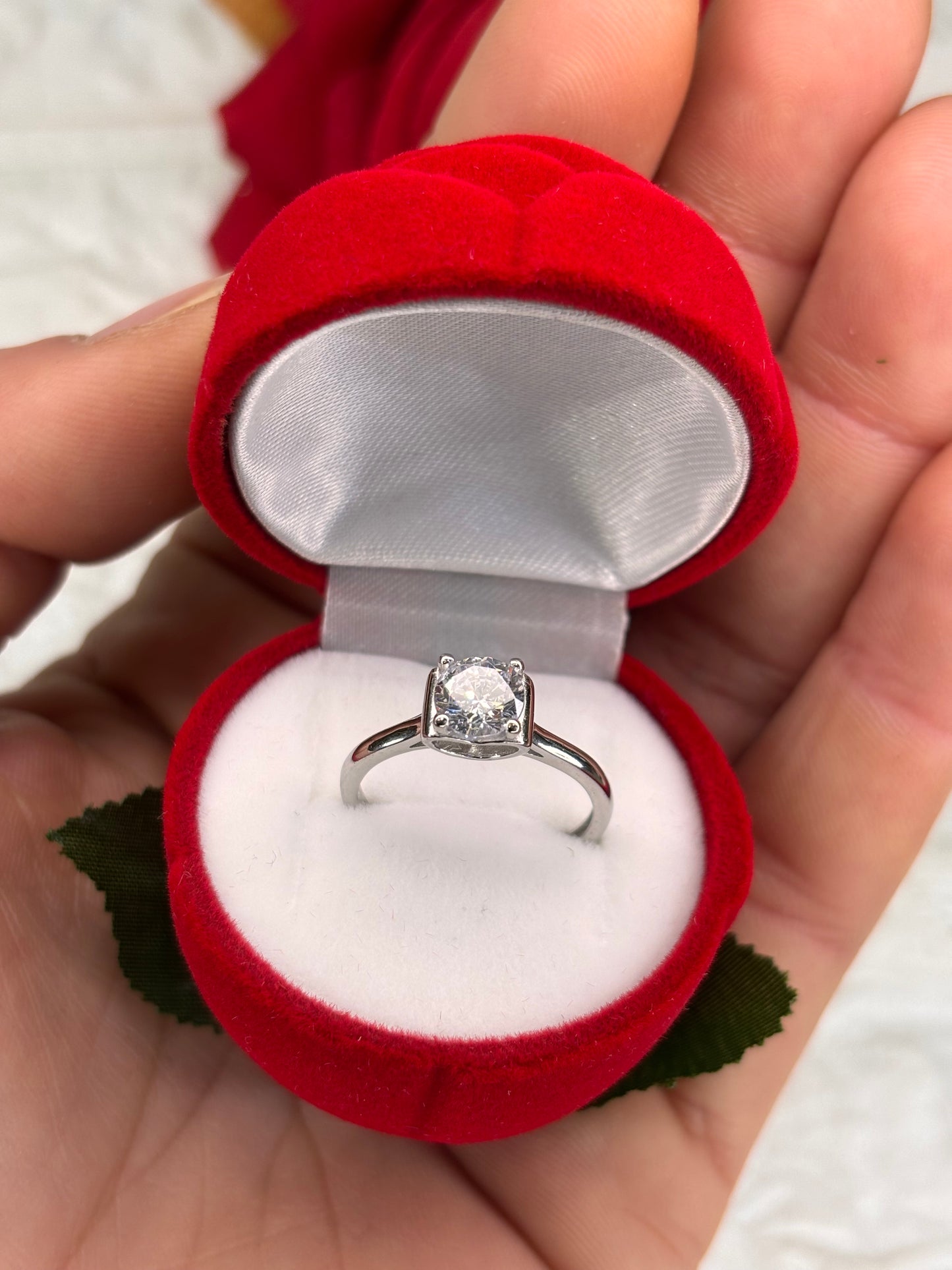 Anello solitario Cuore argento 925