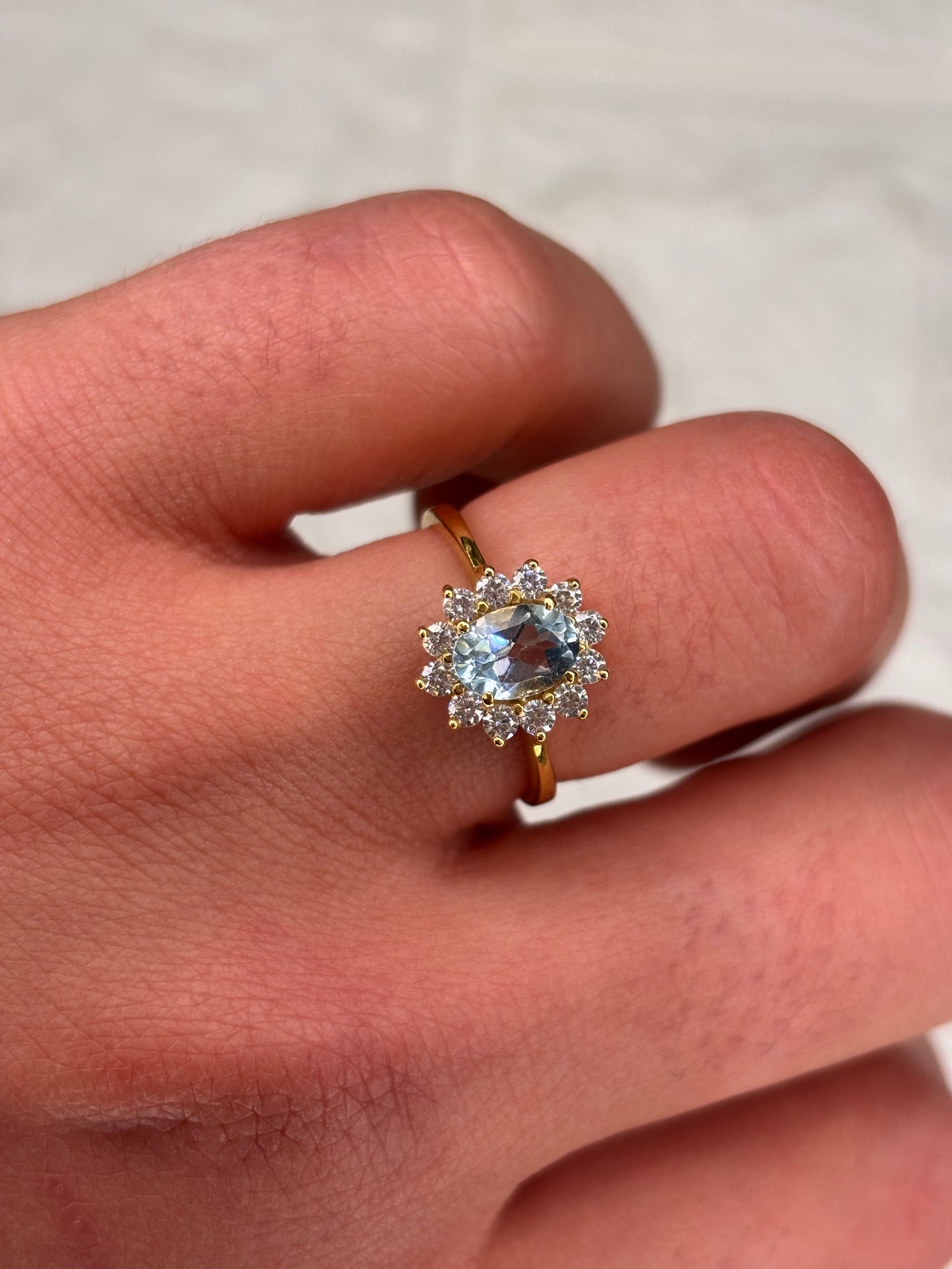Anello Kate Oro Giallo 18 Carati pietra color Acquamarina