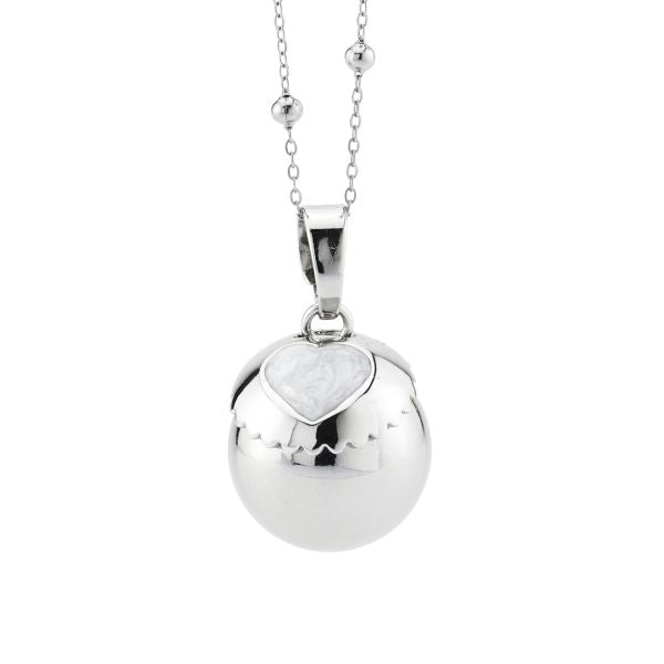 Collana Chiama Angeli con coppetta rodiata e cuore smaltato TR/GR31
