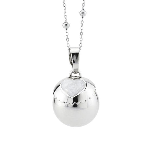 Collana Chiama Angeli con coppetta rodiata e cuore smaltato TR/GR31